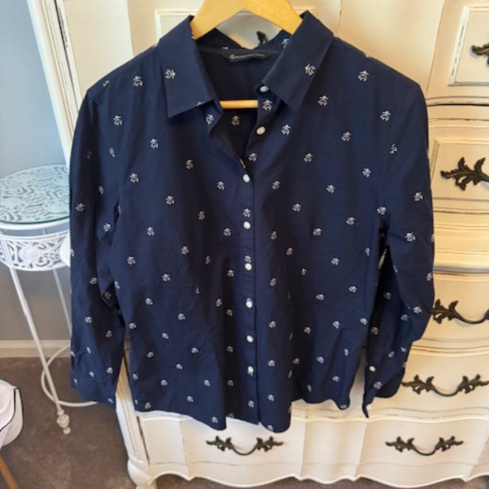 Brooks Brother Navy Collared Long Sleeve Shirt size 10